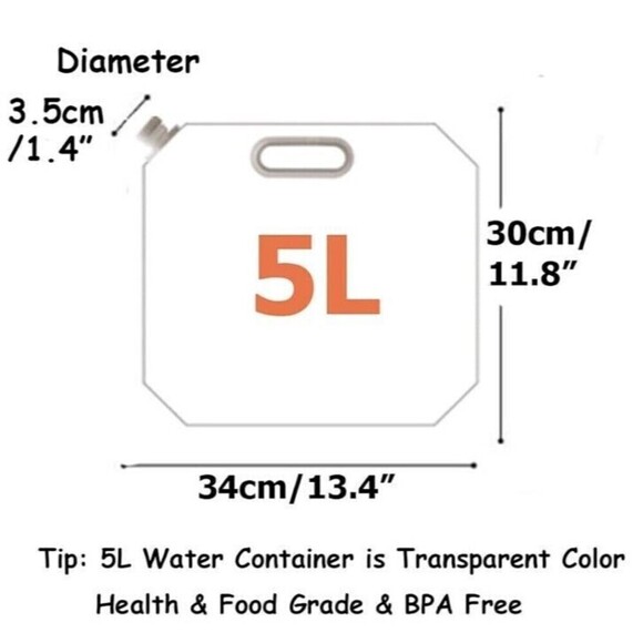 1 Foldable Collapsible 5 Qt Water Container Bag Bottles Survival Emergency Sport - Picture 3 of 7
